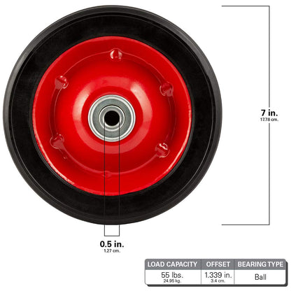Ruedas de repuesto Titan 4383555 de Waxman, de 7 x 1,5 pulgadas, 55 libras, capacidad de carga más adecuada para uso en exteriores, en carros, y muchos otros productos, color negro