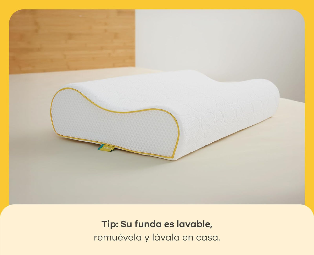 Nooz Almohada Dual Memory Foam Cervical Doble Altura Soporte Ergonómico para Dormir de Lado Firme para Cuello