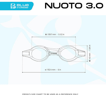 Cressi - anteojos de natación para adultos, puentes nasales intercambiables para mayor comodidad y máxima visibilidad, Nuoto 3.0
