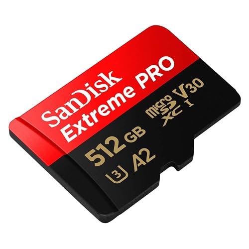 SanDisk Tarjeta microSDXC Extreme Pro de 512 GB + Adaptador SD + RescuePRO Deluxe, hasta 200 MB/s, con Rendimiento de aplicación A2, UHS-I, Clase 10, U3, V30