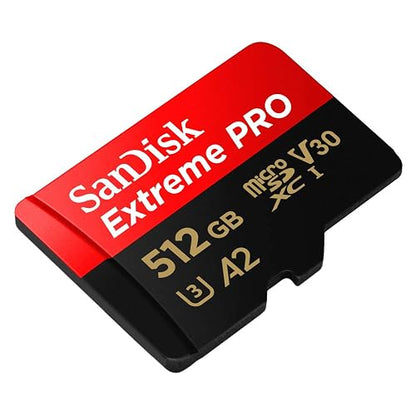 SanDisk Tarjeta microSDXC Extreme Pro de 512 GB + Adaptador SD + RescuePRO Deluxe, hasta 200 MB/s, con Rendimiento de aplicación A2, UHS-I, Clase 10, U3, V30