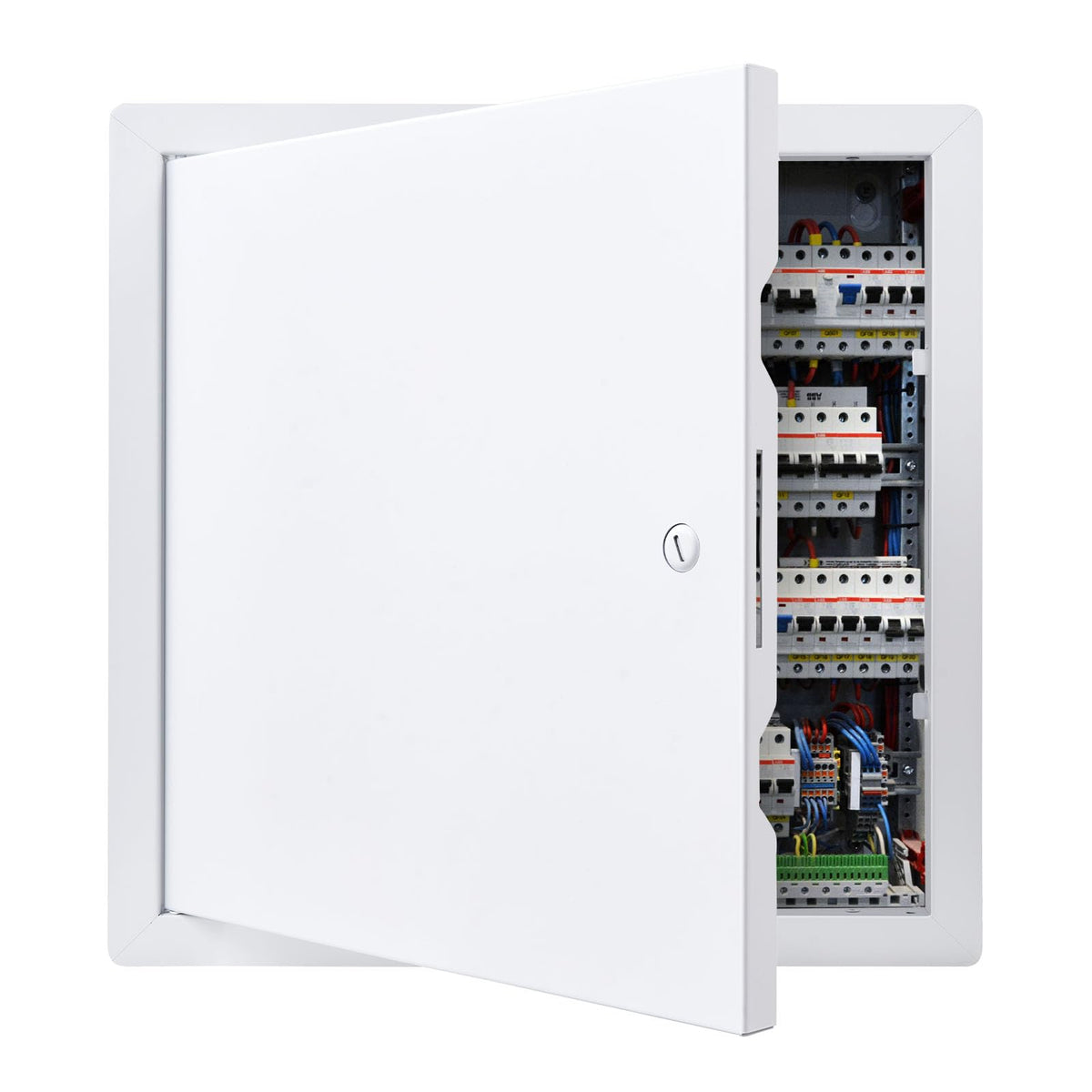 VEVOR Trampilla de Inspección 315x315 mm de Acero Galvanizado, Puerta de Acceso para Paneles de Yeso, con Pestillo de Destornillador, para Instalación de Fontanería y Electricidad en Techos, Blanco