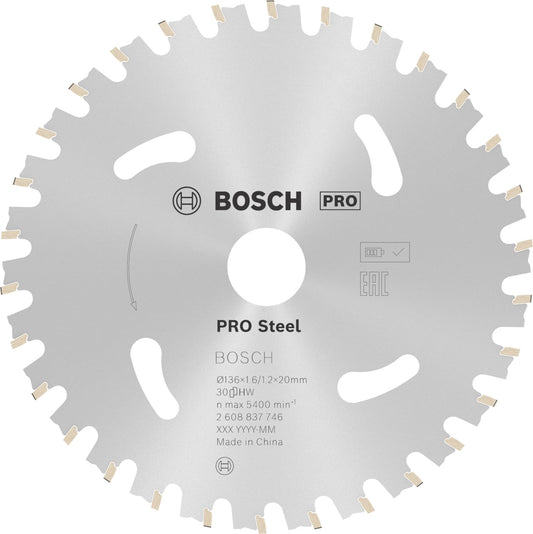 Bosch Disco sierra circular ø136x20mm | para Acero, Ø 136 mm, Professional Accesorios Sierras cortadoras en seco de mano sin cable