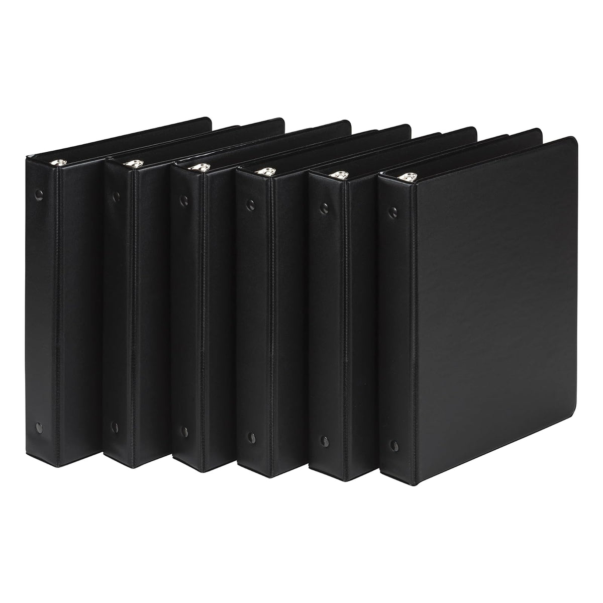 Samsill Economy - Mini carpeta de 3 anillas, fabricada en los Estados Unidos, carpeta de anillos redondos de 1 pulgada, capacidad para 100 hojas, negro, paquete de 6 (MP32300)