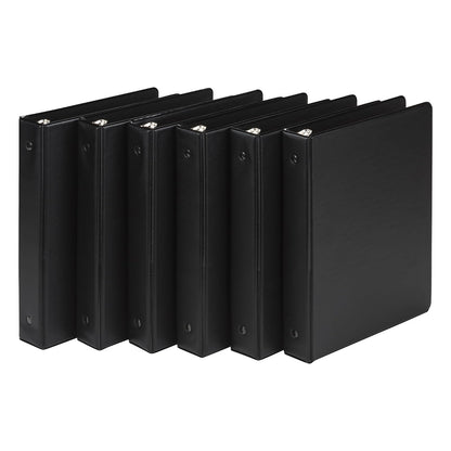 Samsill Economy - Mini carpeta de 3 anillas, fabricada en los Estados Unidos, carpeta de anillos redondos de 1 pulgada, capacidad para 100 hojas, negro, paquete de 6 (MP32300)