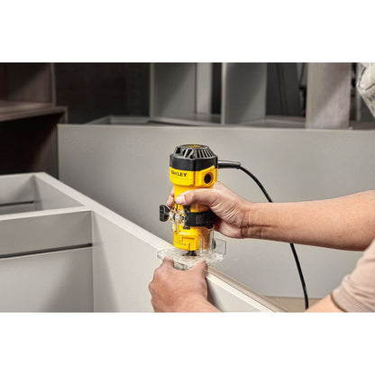 STANLEY Fresadora Eléctrica Base Fija 1/4" (6mm), Rebajadora y Rebordeadora, Metal y Plástico, 550W, ST55