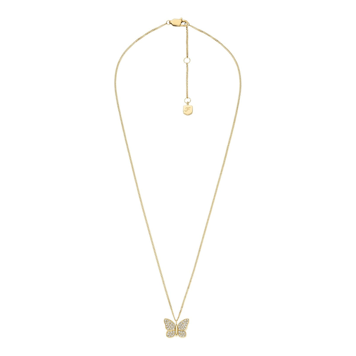 Collar con colgante de mariposa Fossil JF04920710 Sutton de acero inoxidable en color dorado para dama