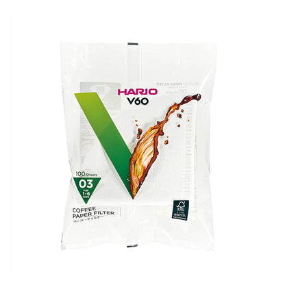 Hario Filtros de Papel para Gotero V60, Caja de 100 - Size 03 - blanco