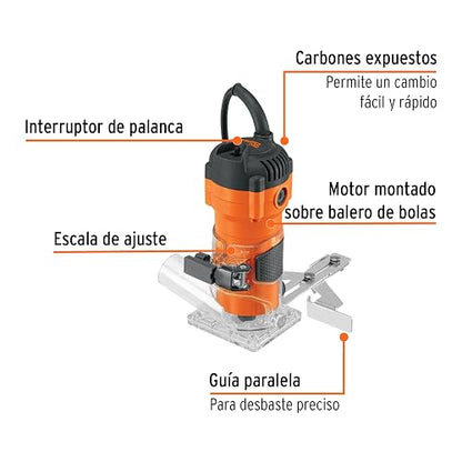 Truper PRO ROU-MA, Router compacto 600W, 3/4 HP