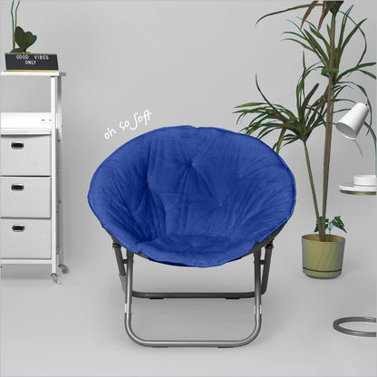 Urban Lifestyle Silla de Piel Sintética Azul | Marco de metal, plegable, 27.5 x 30 x 29 in, carga máx. 220 lb, para leer, ver TV, relajarse