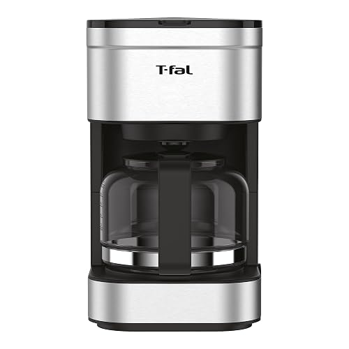 T-fal Cafetera de Filtro Elegance Inox CM223DMX | Capacidad 7 tazas, filtro permanente lavable, jarra de vidrio, sistema antigoteo