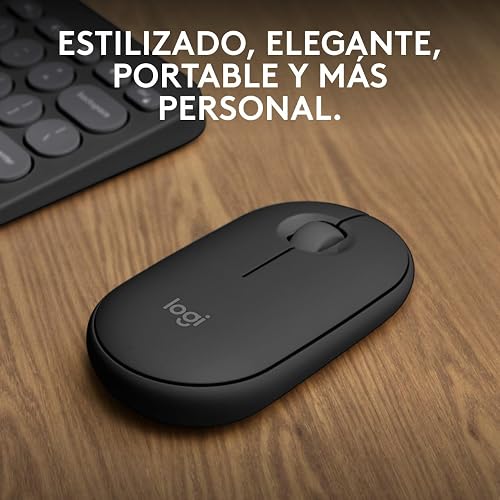 Logitech Pebble Mouse 2 M350s, estilizado Mouse inalámbrico Bluetooth, Ligero, Personalizable, clicks discretos, Easy-Switch, Windows, macOS, iPadOS, Android, ChromeOS - Grafito