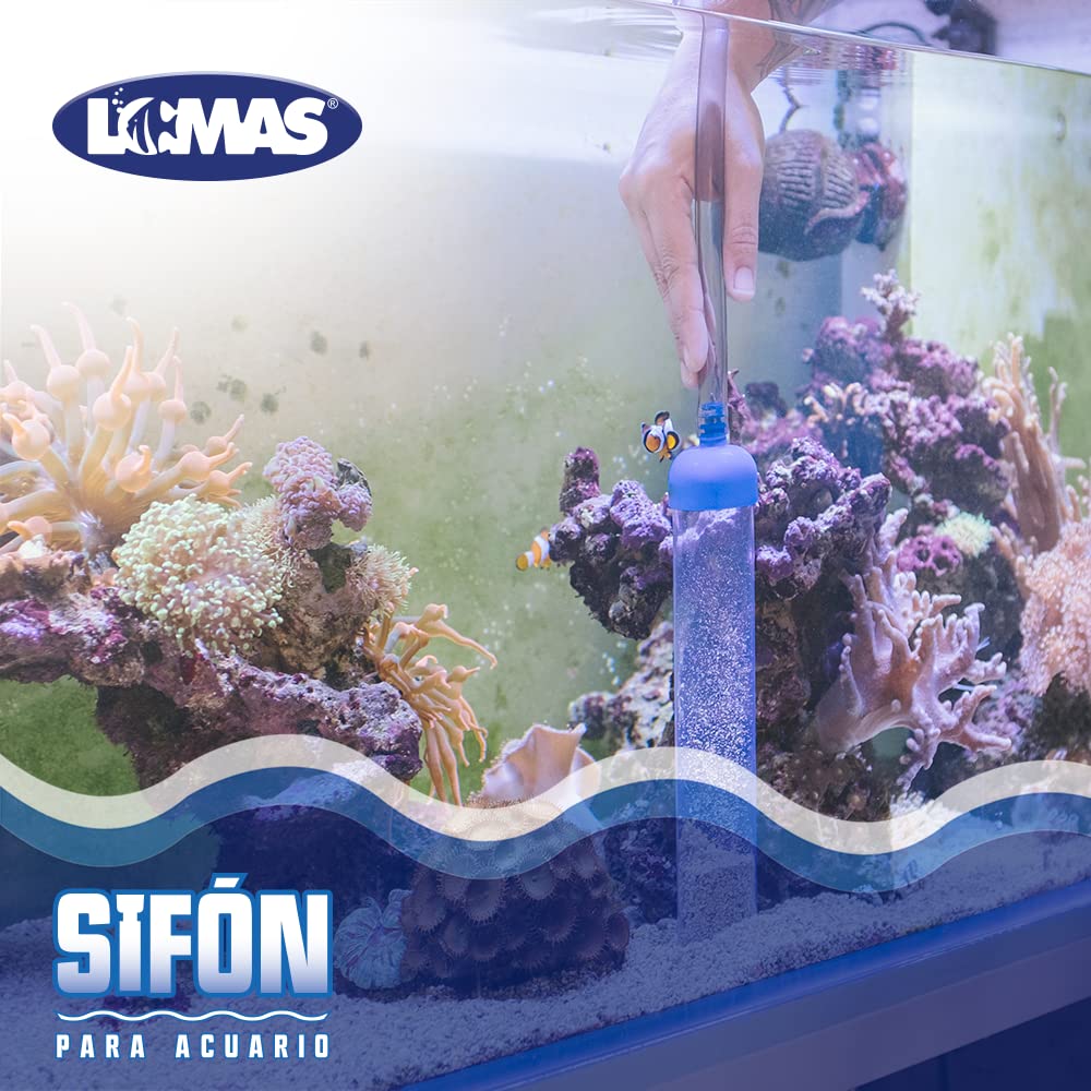 Lomas Sifón Mediano para Acuario con Boquilla Plástica y Manguera – Limpieza Fácil de Sustrato y Paredes