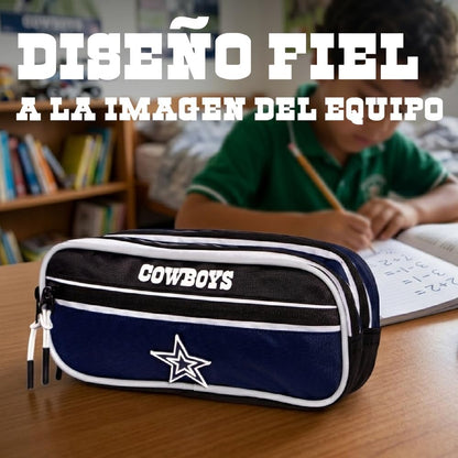 Truzt Lapicera NFL Dallas Cowboys Estuche Escolar Deportivo Niño Compartimento Sencillo Poliéster Resistente Azul