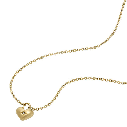 Set collar con aretes Fossil Sadie JF04881SET de acero inoxidable de color dorado para dama