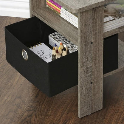 Furinno - Mesita de noche para dormitorio 2-11157GYW, mesa auxiliar pequeña, juego de dos