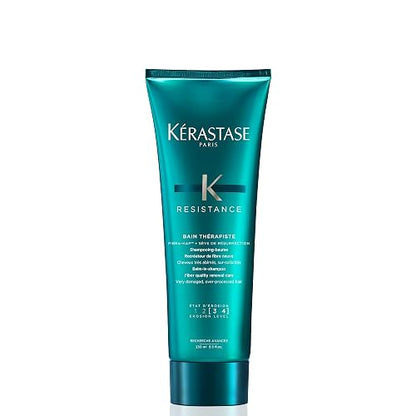 KÉRASTASE Bain Thérapiste | Shampoo reparador | Para Cabello Extremadamente Dañado o Sobre procesado | Reconstruye la Fibra Capilar | Con Glucopéptidos y Proteína de trigo | 250ml
