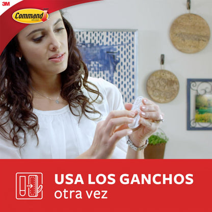 COMMAND 3M Gancho Adhesivo Removible de Metal Chico Color Blanco 12 piezas | Soporta hasta 225 gr, Organiza interiores sin dañar superficies, No requiere herramientas, Fácil de instalar, Fijación segura