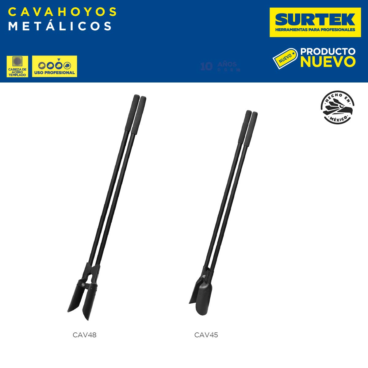 Surtek CAV48 Cavahoyos con mango metálico 48", 6-1/2" Hércules