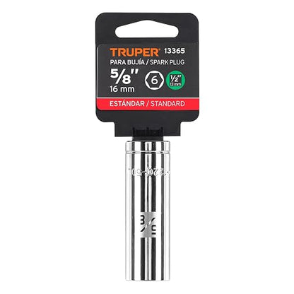 Truper D-1220-50L, Dado de 6 puntas largo para bujía cuadro 1/2" standard 5/8"