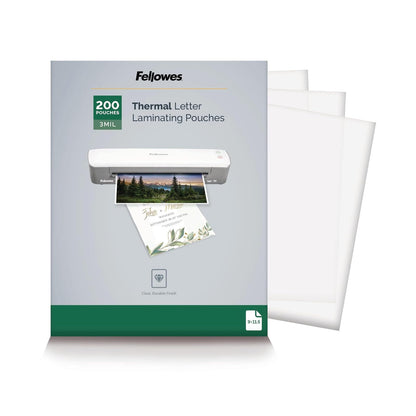 Fellowes Bolsas de laminación térmica, hojas de tamaño carta de 3 mil, 9 x 11.5, paquete de 200, transparente (5743401)