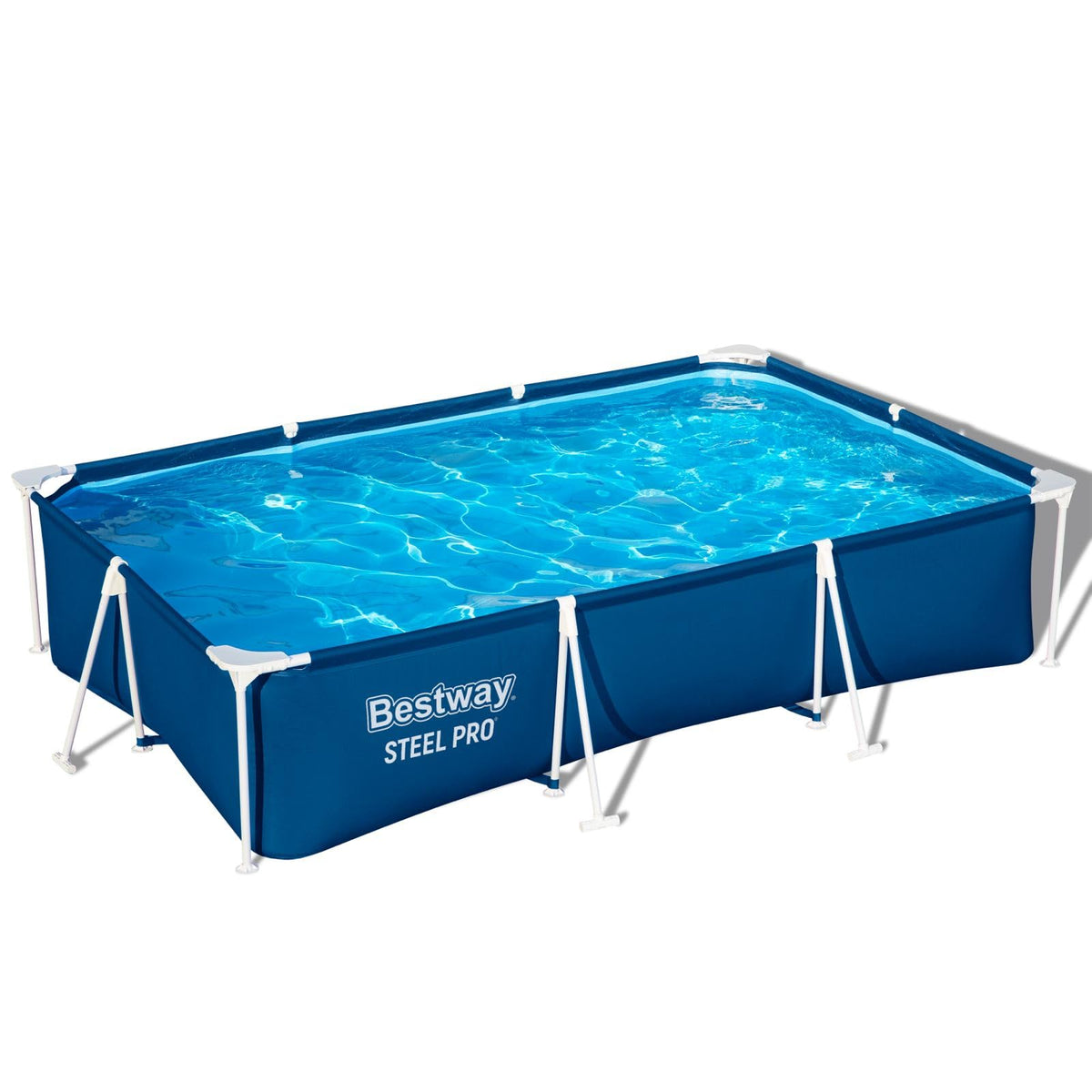 Bestway Alberca Estructural Rectangular de 300 cm x 201 cm x 66 cm con Cubierta, Filtro y Bomba Steel Pro