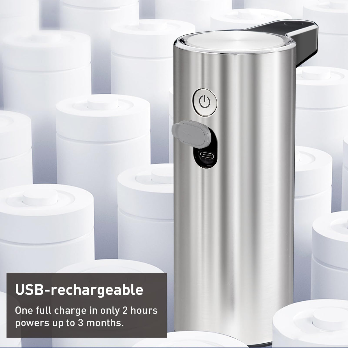 EKO - Dispensador automático de jabón espumoso, dispensador de jabón de Manos de Espuma sin Contacto para baño y Cocina, Resistente al Agua y Recargable, 105 onzas, diseño Moderno para hogares y