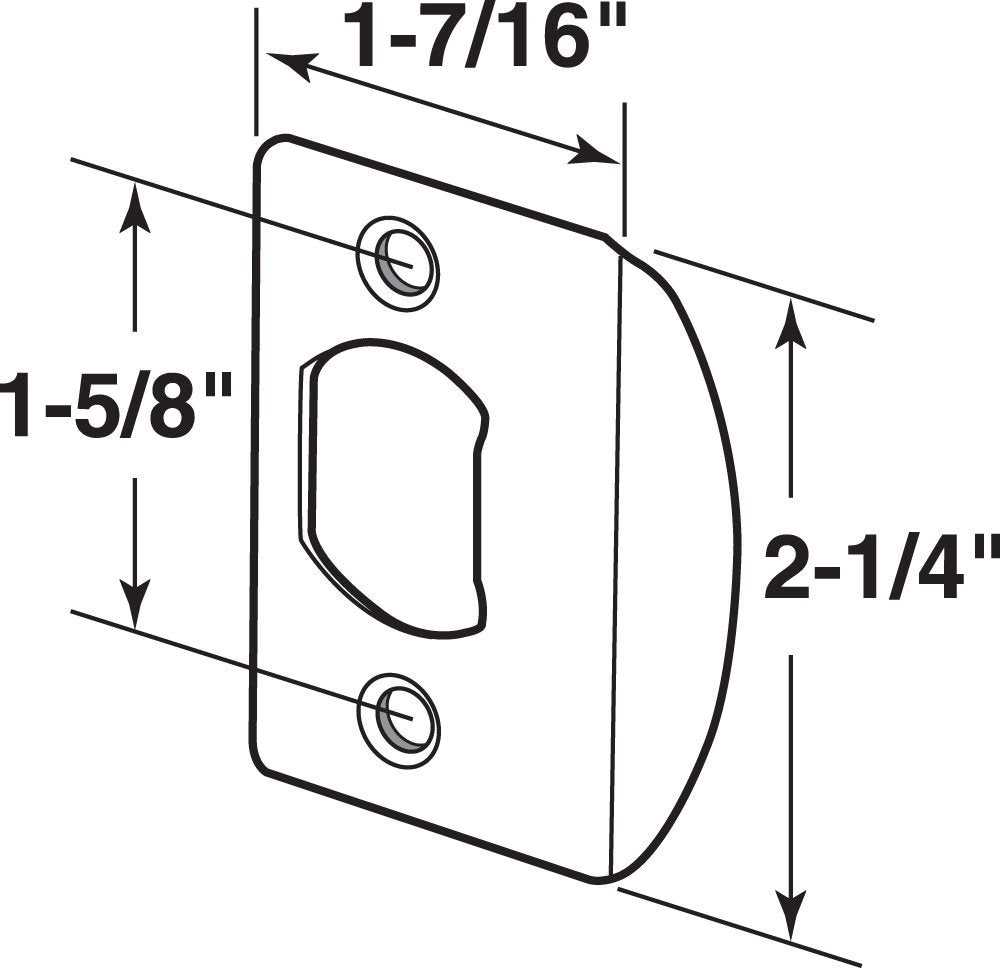 Prime-Line E 2457 Standard Latch Strike, 1-5/8 in., Steel, Satin Nickel Finish (Pack of 2)