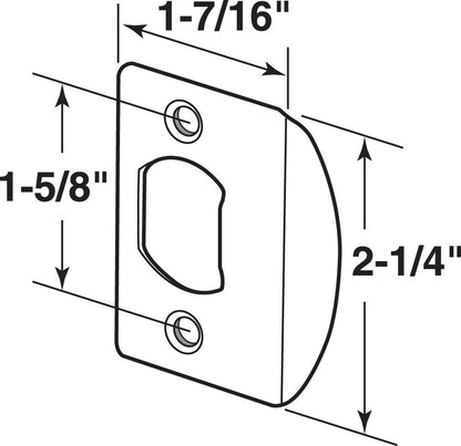 Prime-Line E 2457 Standard Latch Strike, 1-5/8 in., Steel, Satin Nickel Finish (Pack of 2)