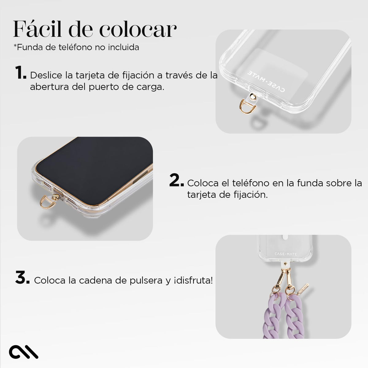 Case-Mate - Correa Cruzada para teléfono Celular, Correa para teléfono Celular Manos Libres, Soporte para Cadena de Cuello para iPhone 16 Pro Max/15 Pro Max/14 Pro Max/13 Pro/12/S24 Ultra - Lavanda