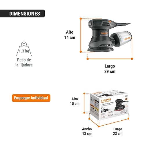Truper Industrial LIRO-5N2, Lijadora roto orbital 5", 260W