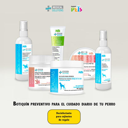 Fancy Pets MS Kit Preventivo Botiquín para Perro con 7 Piezas Jabón Antiséptico Gel Cicatrizante Limpiador de Oídos Toallitas y Desinfectante