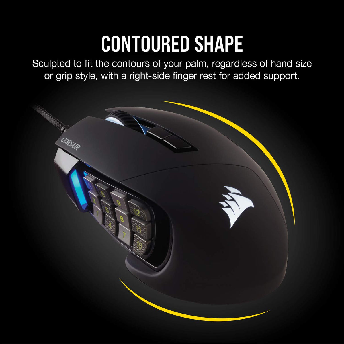 Corsair Scimitar RGB Elite Mouse para Juegos MOBA/MMO con Cable – 18.000 dpi – 17 Botones programables – Compatible con iCUE – PC, Mac, PS5, PS4, Xbox – Negro