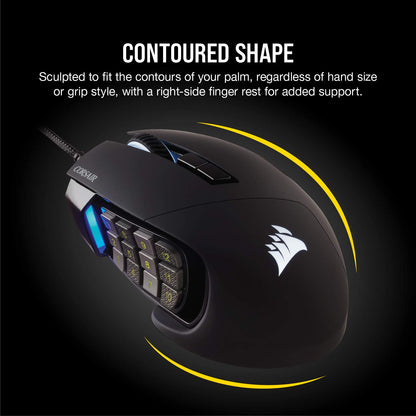 Corsair Scimitar RGB Elite Mouse para Juegos MOBA/MMO con Cable – 18.000 dpi – 17 Botones programables – Compatible con iCUE – PC, Mac, PS5, PS4, Xbox – Negro