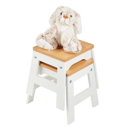 Melissa & Doug Taburetes de Madera - Juego de 2 (Blanco/Natural)