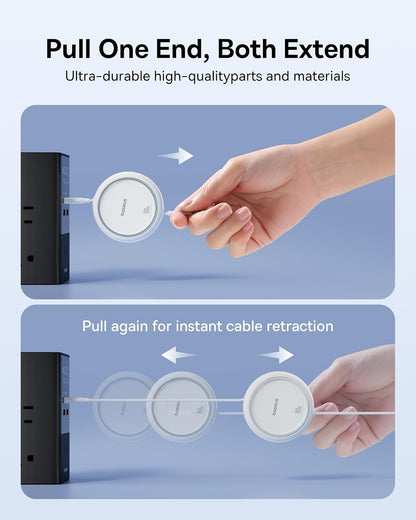 Baseus - Cable USB C, mini cable de carga retráctil USB C a USB C de 100 W, longitud de 4 etapas preestablecida retráctil tipo C USB C para iPhone 15, S23+, Note 10 iPad Pro MacBook Pro, Blanco