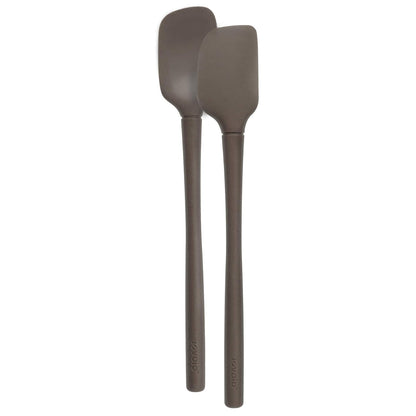Tovolo Flex-Core All Silicone Mini Spatula & Spoonula, Heat Resistant, Food Safe, Charcoal - Set of 2