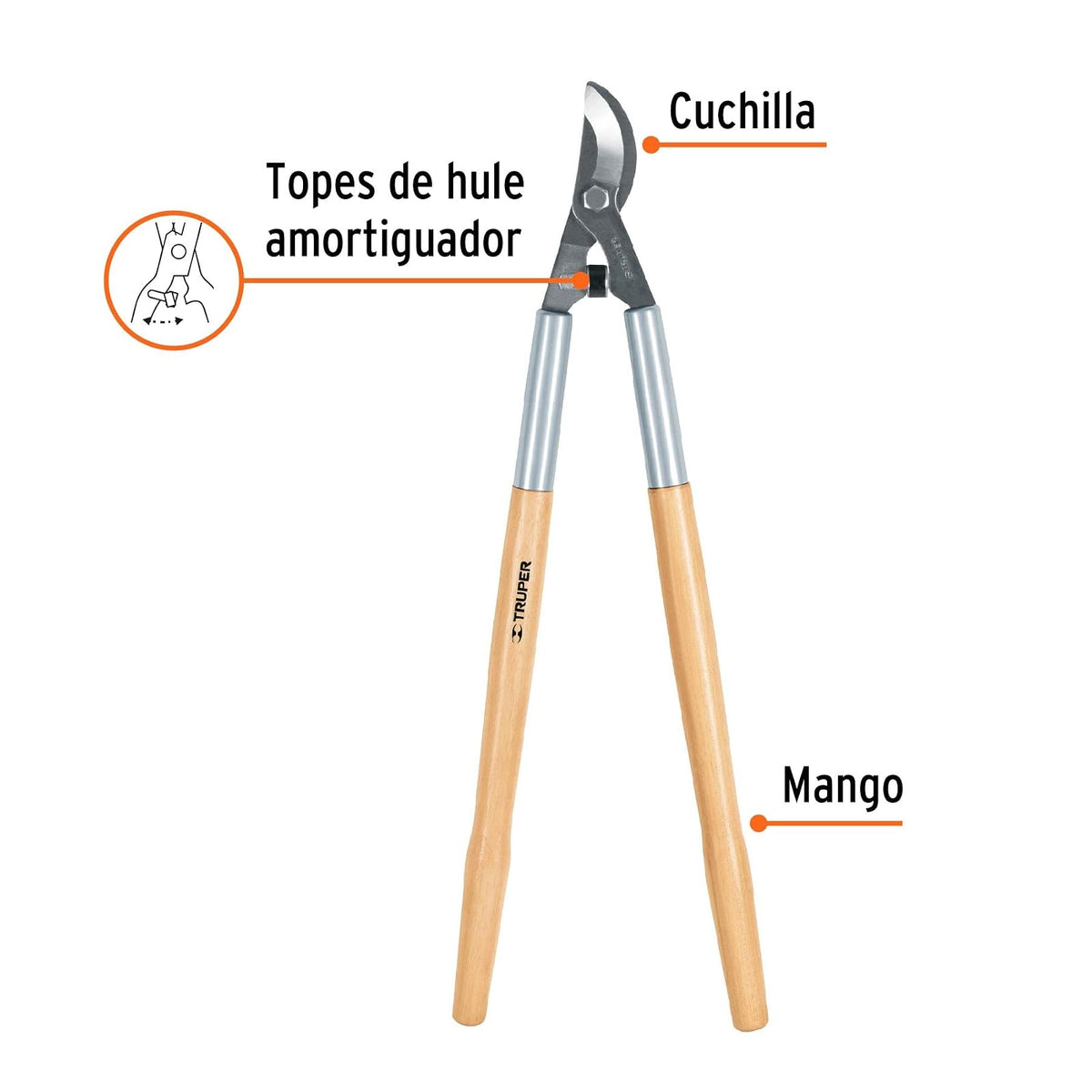 Truper T-122, Tijeras para ramas 21", mango de madera
