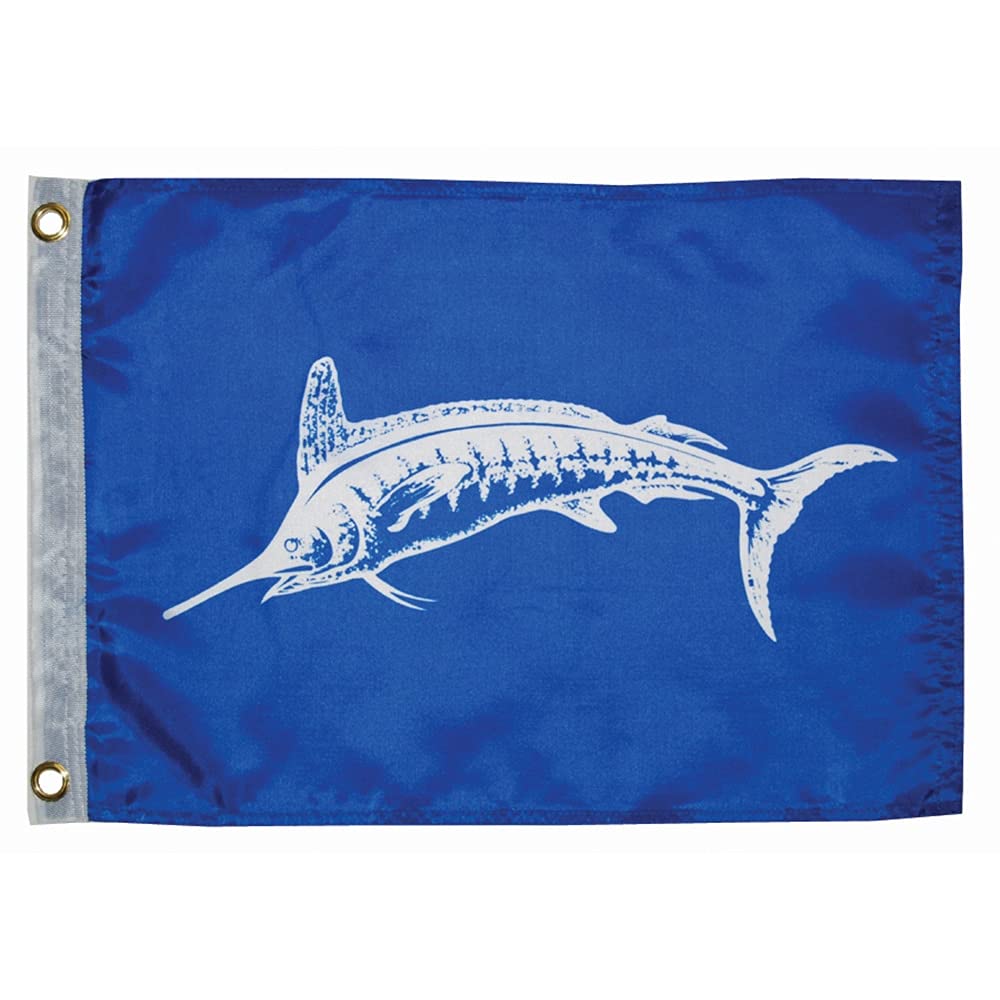 TaylorMade Products - Bandera de Pescador, banderín con Pescado, Nailon, 30.48 cm x 45.72 cm - Aguja blanca