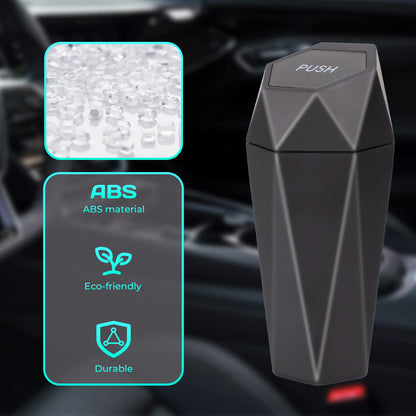 Tecfino Bote de Basura para Automóvil con Tapa, 2 Paquetes de Mini Basura con diseño de Diamante para Automóvil, cubeta de Basura portátil para portavasos y Puerta de Automóvil