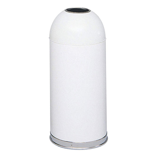 Safco - Bote de basura con cúpula abierta, recolección de basura sin tacto, duradero, resistente a pinchazos, 15 galones, color blanco