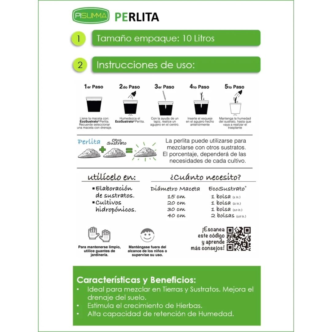Pisumma | Agrolita 10 L | Piedra Ligera y Porosa para Hidroponía, Jardinería y Cultivo | Mejora Drenaje, Aireación y Retención de Humedad