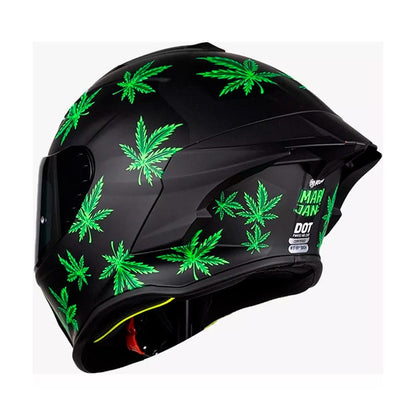 KOV Casco Buster Mary Jane Negro Mate Brilla EN LA Oscuridad para Moto Certificado Dot