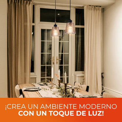 Tecnolite Lámpara Colgante de Cristal 1.70 m de Altura, Potencia Máx. 60 W, 1 Base E27, No incluye foco