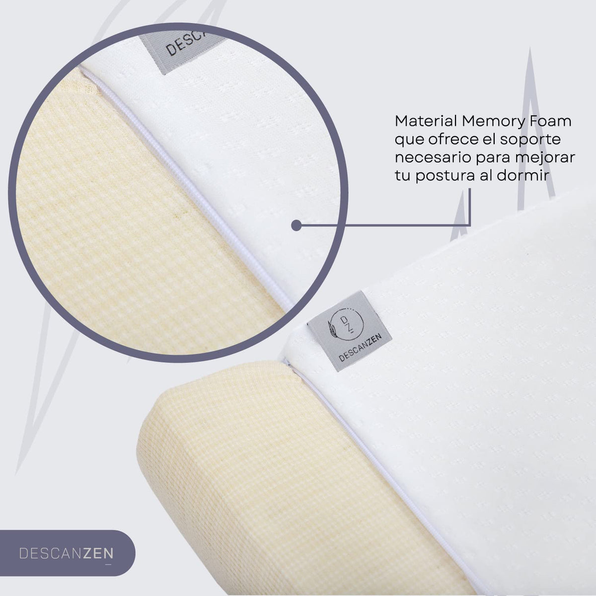 DescanZen | Almohada Ayu Ergonómica Suave - Memory Foam - Hipoalergénica y Antibacterial - Confort y Comodidad - Ortopédica