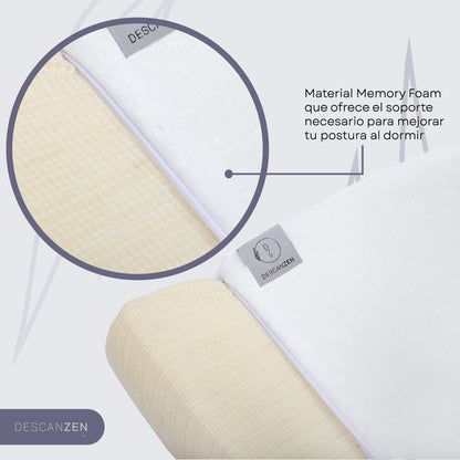 DescanZen | Almohada Ayu Ergonómica Suave - Memory Foam - Hipoalergénica y Antibacterial - Confort y Comodidad - Ortopédica
