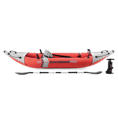 Serie de Kayak Inflable INTEX Excursion Pro: Incluye paletas de Kayak de Lujo de 86 Pulgadas y Bomba de Alto Rendimiento, PVC superresistente, Asiento de cubeta Ajustable, Soportes para caña de