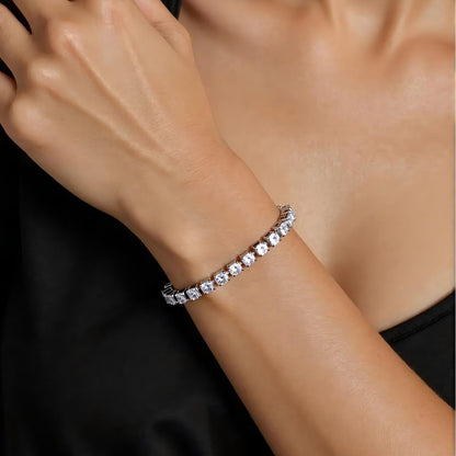 Xyphielle Pulseras para Mujer con Baño de Plata - Pulsera de Circonitas Grandes y - Regalos Elegantes (18cm)