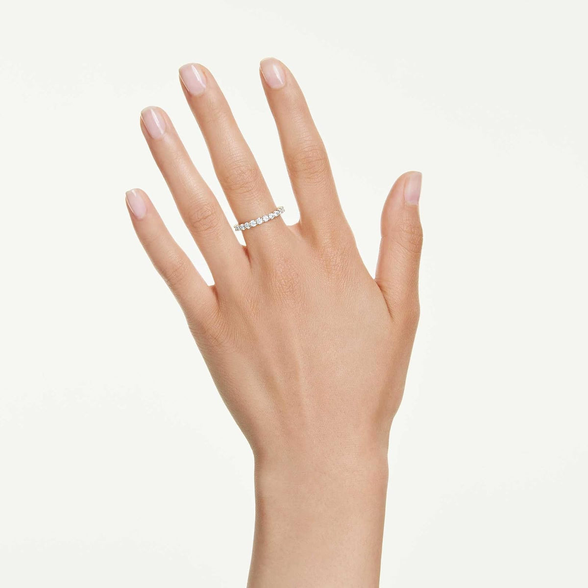 Anillo de banda Swarovski Matrix Vittore, corte redondo, blanco, chapado en tono dorado