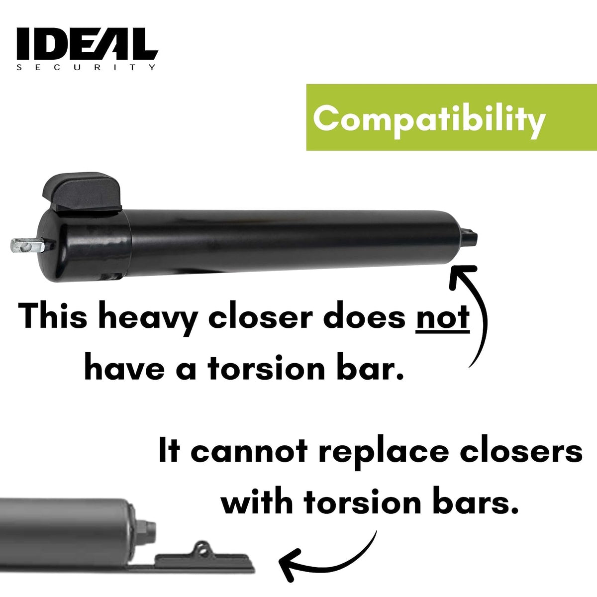 Ideal Security 9700 Heavy Touch & Hold Storm y Cierrapuertas de visualización, 11.5 pulgadas, negro